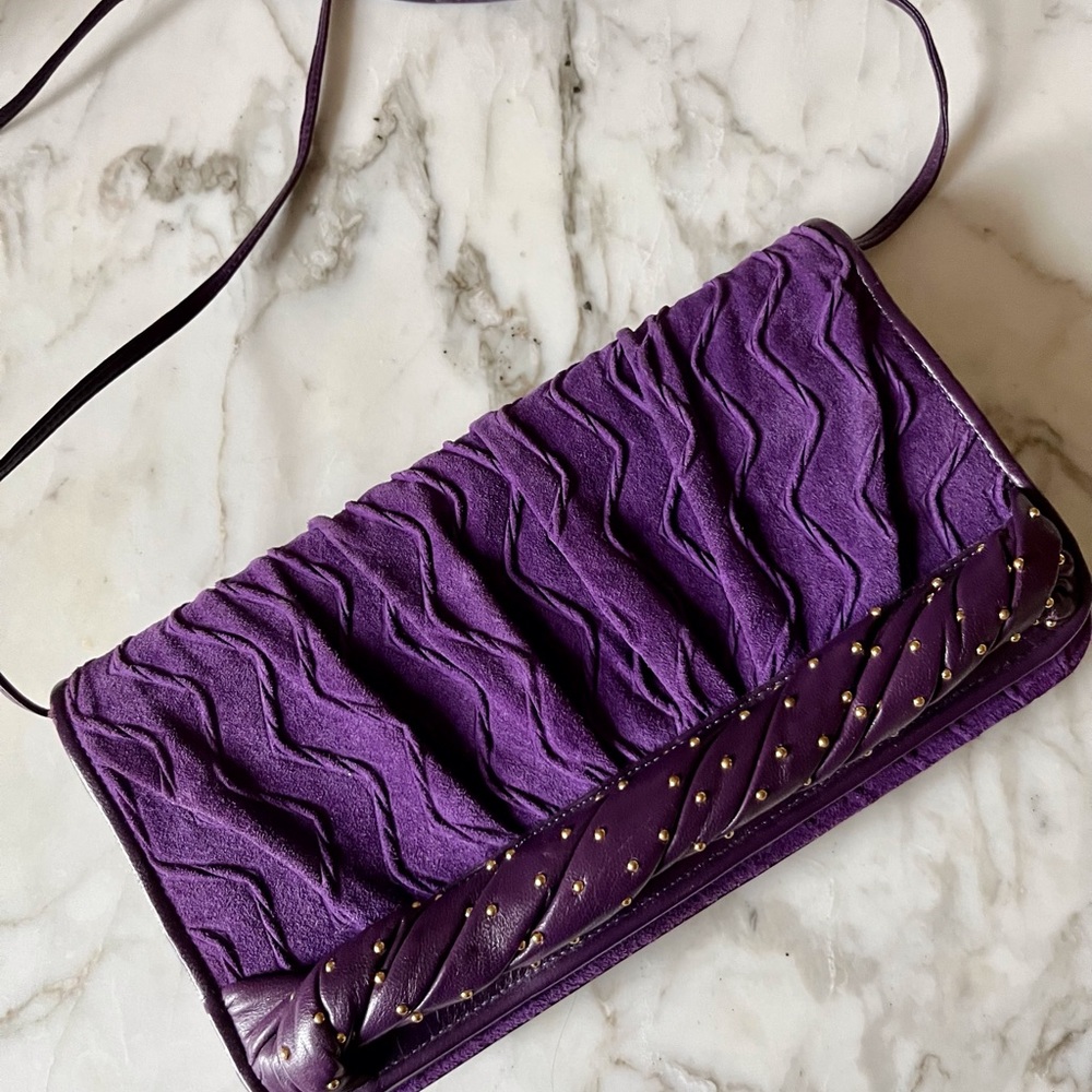 Vintage Sharif 80s Purple Suede Crossbody or Clutch Bag